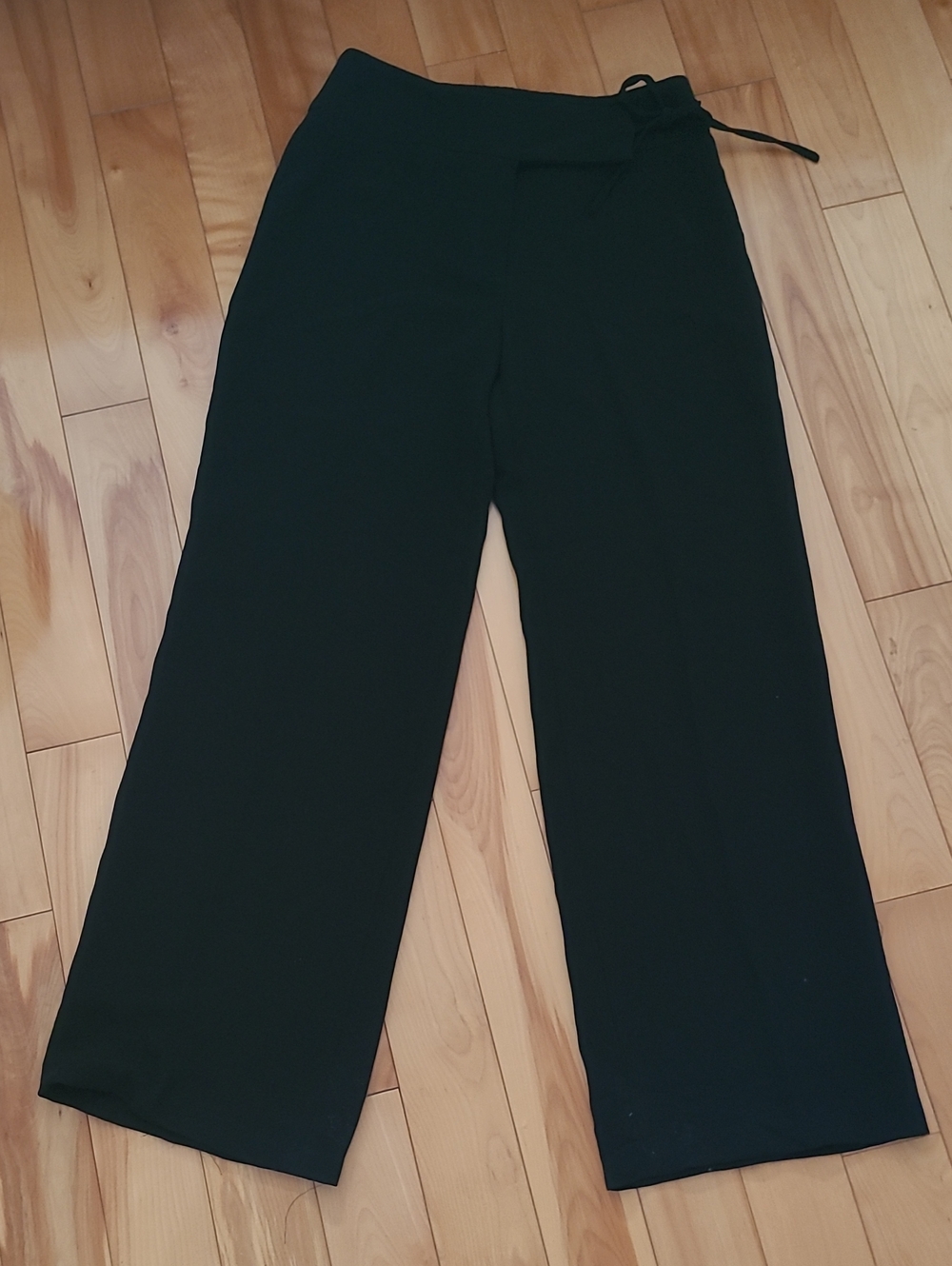 Tie-Waist Black Wide-Leg Pants